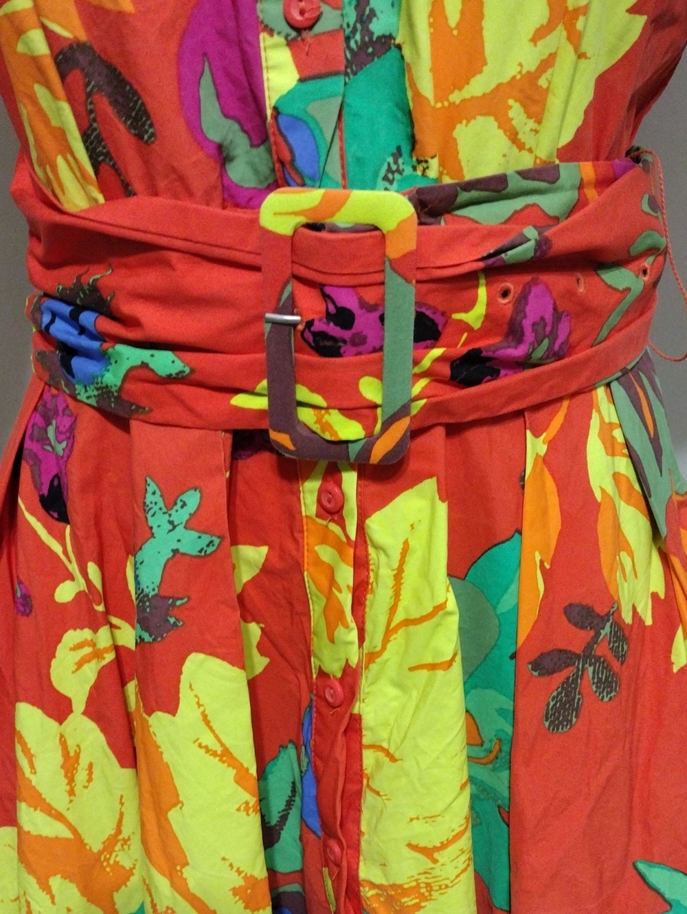 Christopher John Rogers Floral Puff Sleeve Belted Cotton Poplin Maxi Dress US 8 - Picture 7 of 16